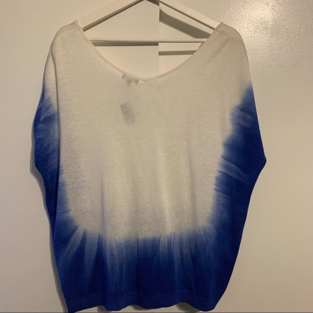 Splendid M dip dye dolman sleeve sweater cashmere blend White & Mediterranean - Picture 10 of 15